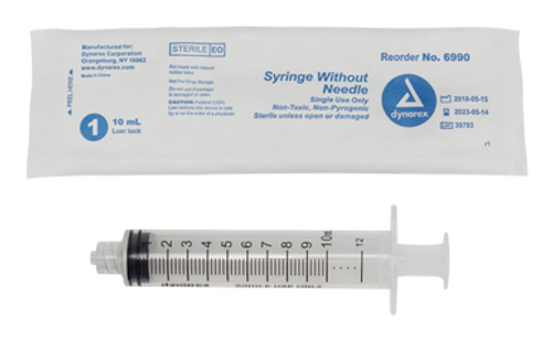 Syringe - Luer Lock, 10 cc, 10/100/cs