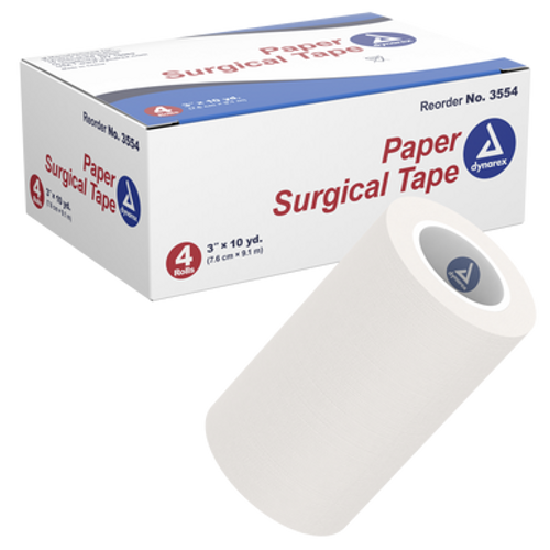 Paper Surgical Tape, 3" x 10 yds, 12/4/Cs