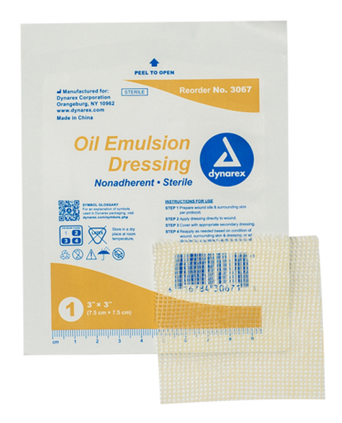 Oil Emulsion Dressing, 3" x 3", 4/50/cs