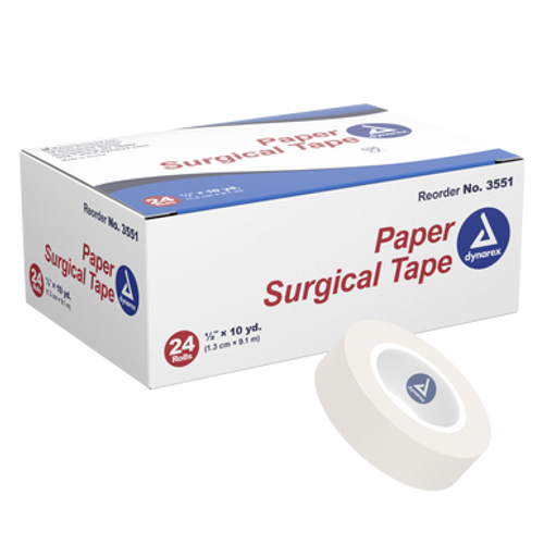 Paper Surgical Tape, 1/2" x 10 yds, 12/24/Cs