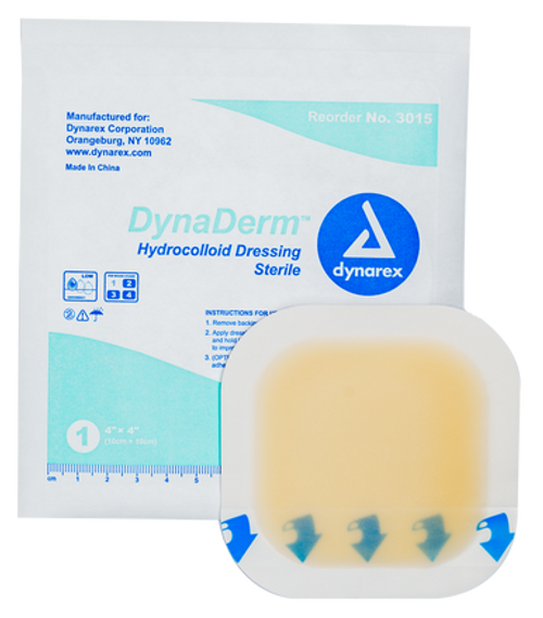 DynaDerm - Hydrocolloid Dressing - Thin, 4" x 4", 12/10/Cs