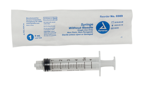 Syringe - Luer Lock, 5cc, 10/100/cs