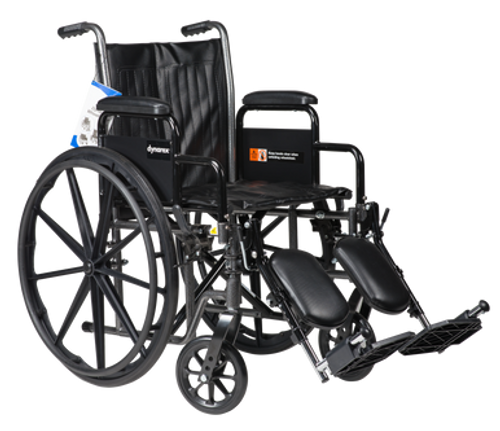 DynaRide S2 Wheelchair-20x16inch Seat w/ Detach Full Arm ELR, Silver Vein, 1pc/cs