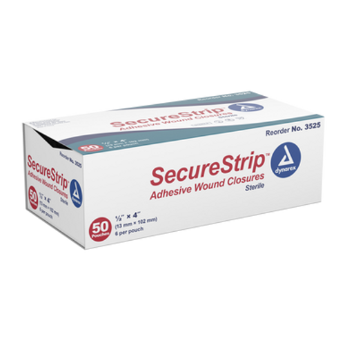 SecureStrip Adhesive Wound Closures - Sterile, 1/2" x 4", 6/pouch 4/50/Cs