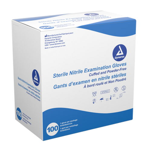 Nitrile Sterile Exam Gloves, Large - Singles, 8/100 singles/cs