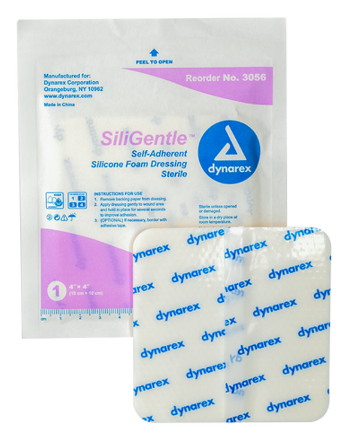 SiliGentle - Non-Adhesive Silicone Foam Dressing, 4" x 4", 12/10/Cs