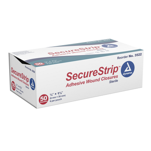 SecureStrip Adhesive Wound Closures - Sterile, 1/4" x 1 1/2", 6/pouch 4/50/Cs