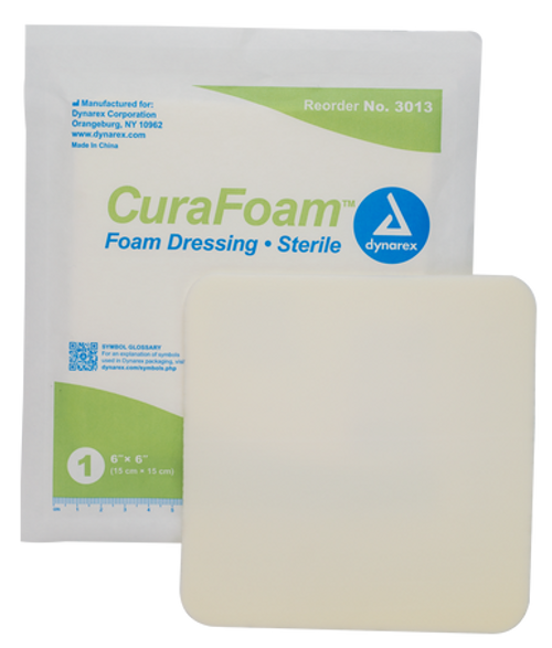 CuraFoam - Foam Dressing, 6" x 6", 12/10/Cs
