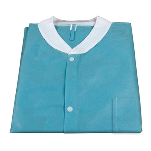 Lab Coat w/ Pockets: TEAL XLarge, 3bags/10pcs/cs