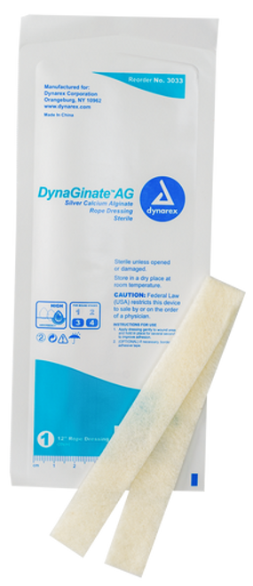 DynaGinate AG - Silver Cal. Alginate Rope Dressing, 3/4"x12", 10/5/Cs