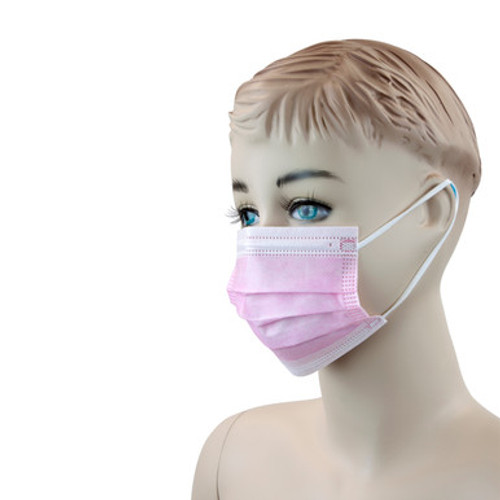 Child Face Mask, Solid Pink, 12/50/Cs