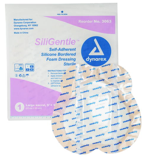 SiliGentle - Silicone Bordered Foam Dressing, Lg Sacral 9" x 9", 12/5/Cs