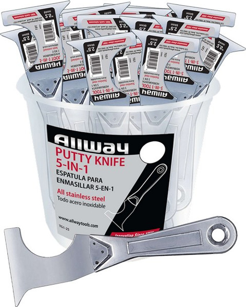 Allway TG1-25 5-In-1 All Steel Putty Knife (25Bucket)