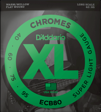 D'Addario ECB80 40-95 Super Light, Long Scale, XL Chromes Bass Strings