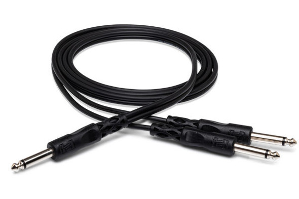 Hosa CYP-103 Y Cable 1/4 in TS to Dual 1/4 in TS