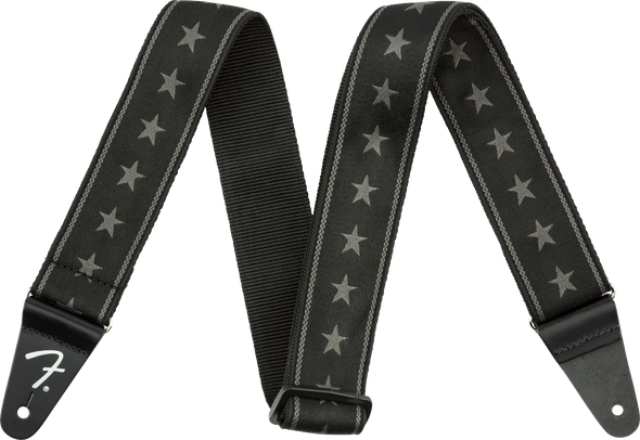 Fender Nylon Stars and Stripes Strap, Black/Grey, 2"