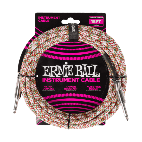 Ernie Ball Braided Instrument Cable Straight/Straight 18ft - Emerald Argyle