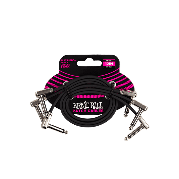 Ernie Ball 6222 12in 3-pk Flat Ribbon Patch Cable