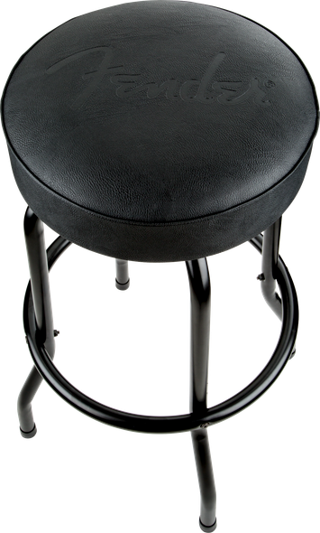  Fender® Embossed Black Logo Barstool, Black/Black, 30"