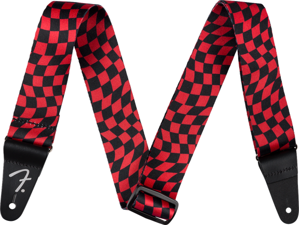Fender Wavy Checkerboard Polyester Strap, Red