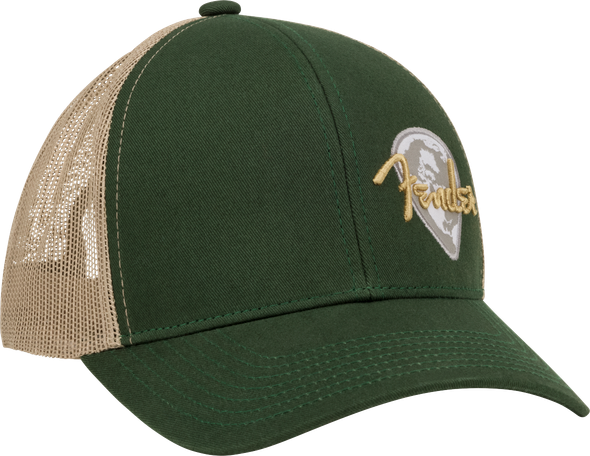 Fender® Globe Pick Patch Hat, Green/Khaki, One Size