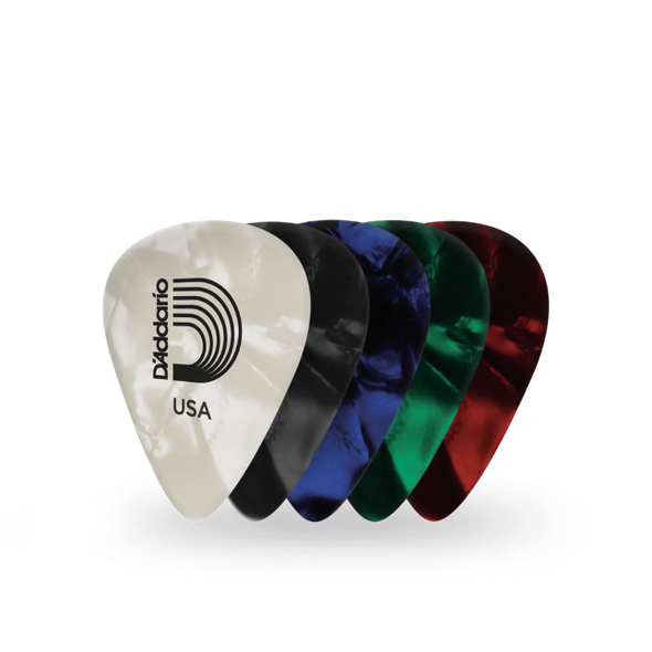 D'Addario Assorted Pearl Celluloid Guitar Picks, 10 pack, Medium