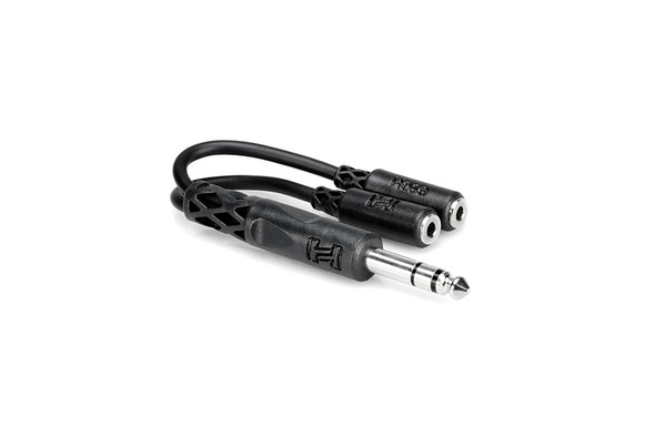 Hosa YMP234 Y Cable, 1/4" TRS to Dual 3.5 mm TRSF