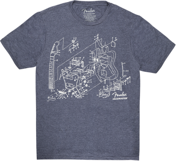 Fender® Jazzmaster® Patent Drawing T-Shirt, Blue, XL® Jazzmaster® Patent Drawing T-Shirt, Blue, XL