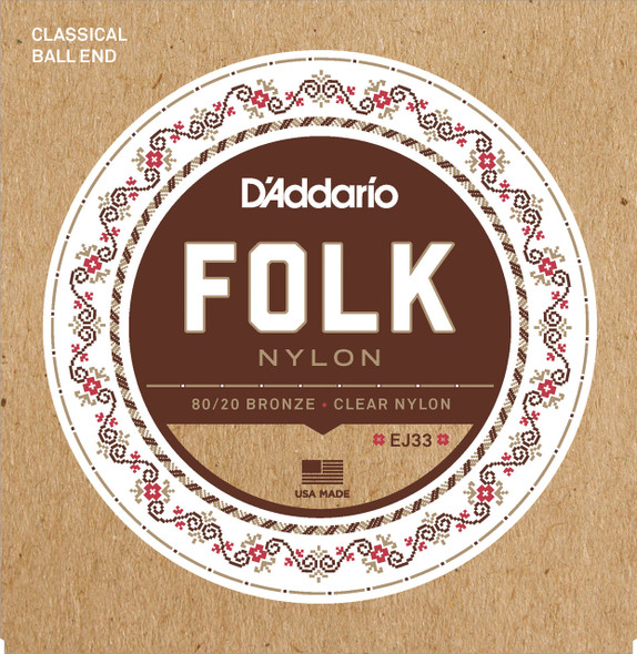 D'Addario EJ33 Folk Nylon Ball End Acoustic Guitar Strings
