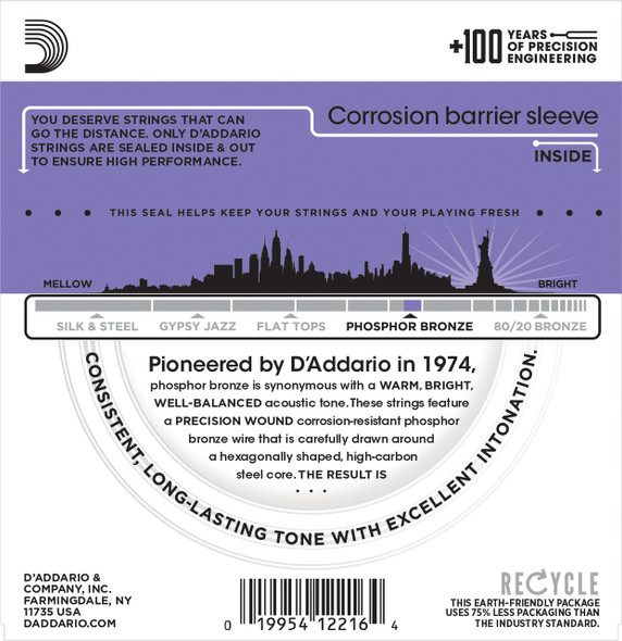 D'Addario EJ26 Phosphor Bronze Custom Light 11-52 Acoustic Guitar Strings