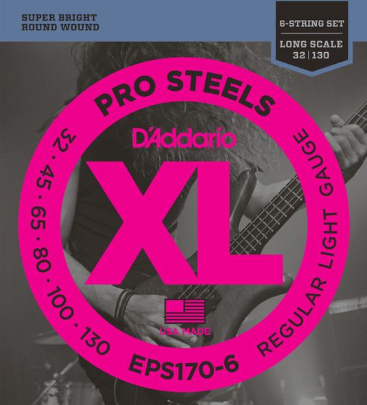 D'Addario EPS170-6 ProSteel Light 30-130 6-string Bass Guitar Strings