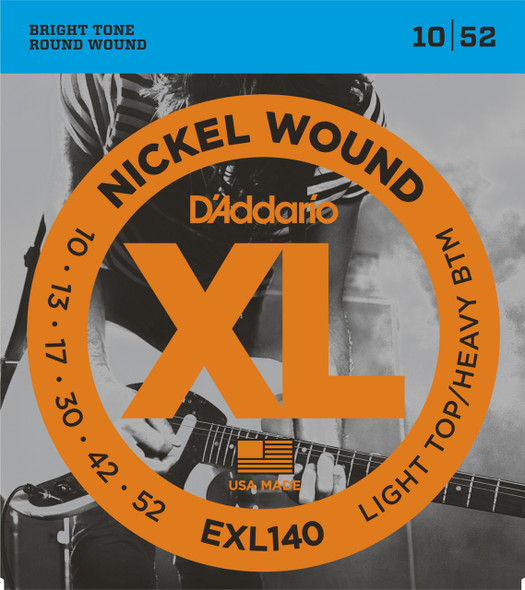 D'Addario EXL140 Nickel Light Top/Heavy Bottom 10-52 Electric Guitar Strings