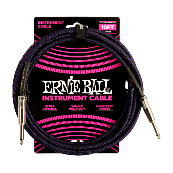 Ernie Ball 6393 10ft Straight/straight Purple Black Cable