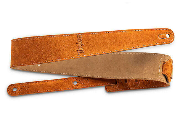 Taylor 2.5" Embroidered Suede Guitar Strap Honey