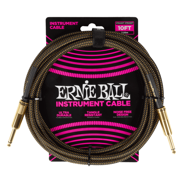 Ernie Ball Braided Instrument Cable Straight/Straight 10ft - Pay Dirt