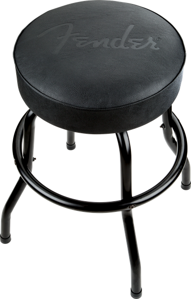 Fender® Embossed Black Logo Barstool, Black/Black, 24"