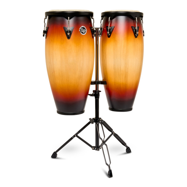  Latin Percussion City II 10-11 Conga Set Mango Vintage Sunburst Black w/Double Stand
