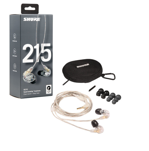Shure SE215-CL Sound Isolating In-Ear Earphones, Clear