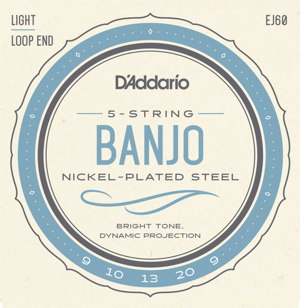 D'Addario EJ60 Nickel Light 9-20 5-string Banjo Strings