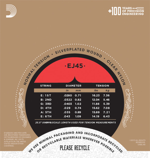 D'Addario EJ45 Pro-Arte Nylon Normal Tension Classical Guitar Strings