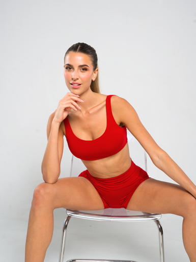 The Flow Bra in Scarlett