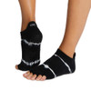 ToeSox Half Toe Low Rise - Grip Socks in Black Tie Dye Stripe