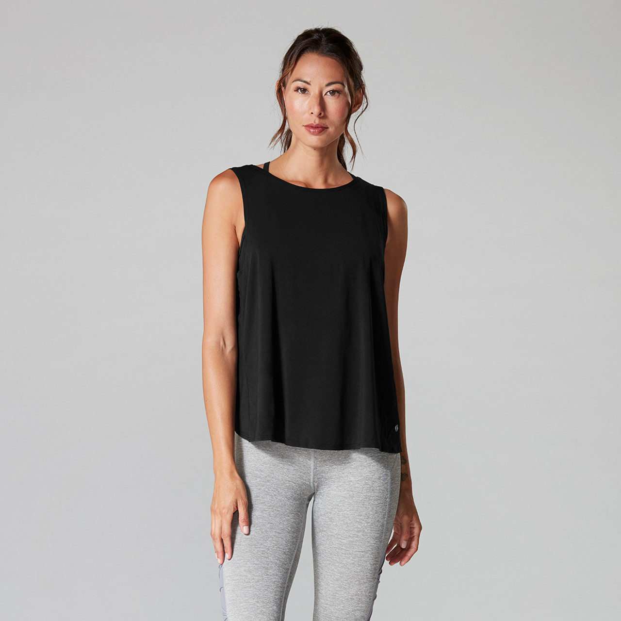 Tavi Noir Twist Back Tank Top In Ebony - NG Sportswear