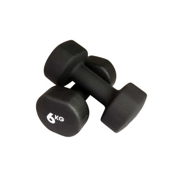 6kg Neoprene Dumbbells - Black (Pair)