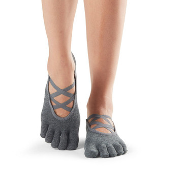 ToeSox Full Toe Elle - Grip Socks In Charcoal Grey