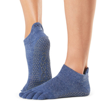 ToeSox Full Toe Low Rise - Grip Socks In Navy