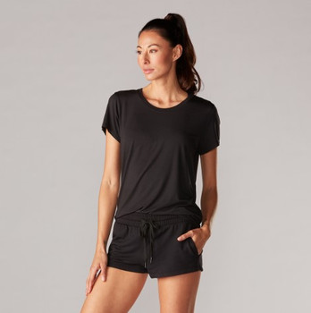 Tavi Apparel Cap Sleeve Tee In Ebony