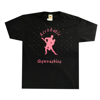 Acrobatics T Shirt with Pink Gymnasts and Rhinestones