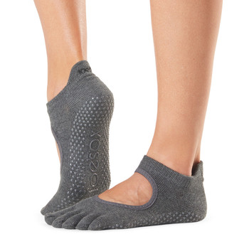 ToeSox Full Toe Bellarina - Grip Socks in Charcoal Grey