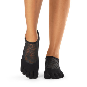 ToeSox Full Toe Luna - Grip Socks in Black Shine